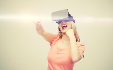 Wall Mural - woman in virtual reality headset or 3d glasses