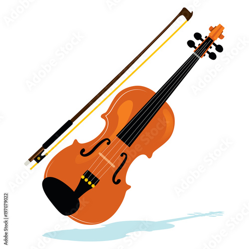 Fotomural Illustration of violin with bow philharmonic orchestra instrument