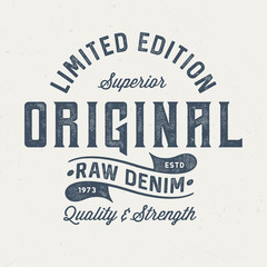 Original Raw Denim - Vintage Tee Design For Print 