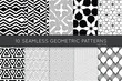 Collection of black and white seamless patterns