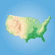 USA topographical map blue background