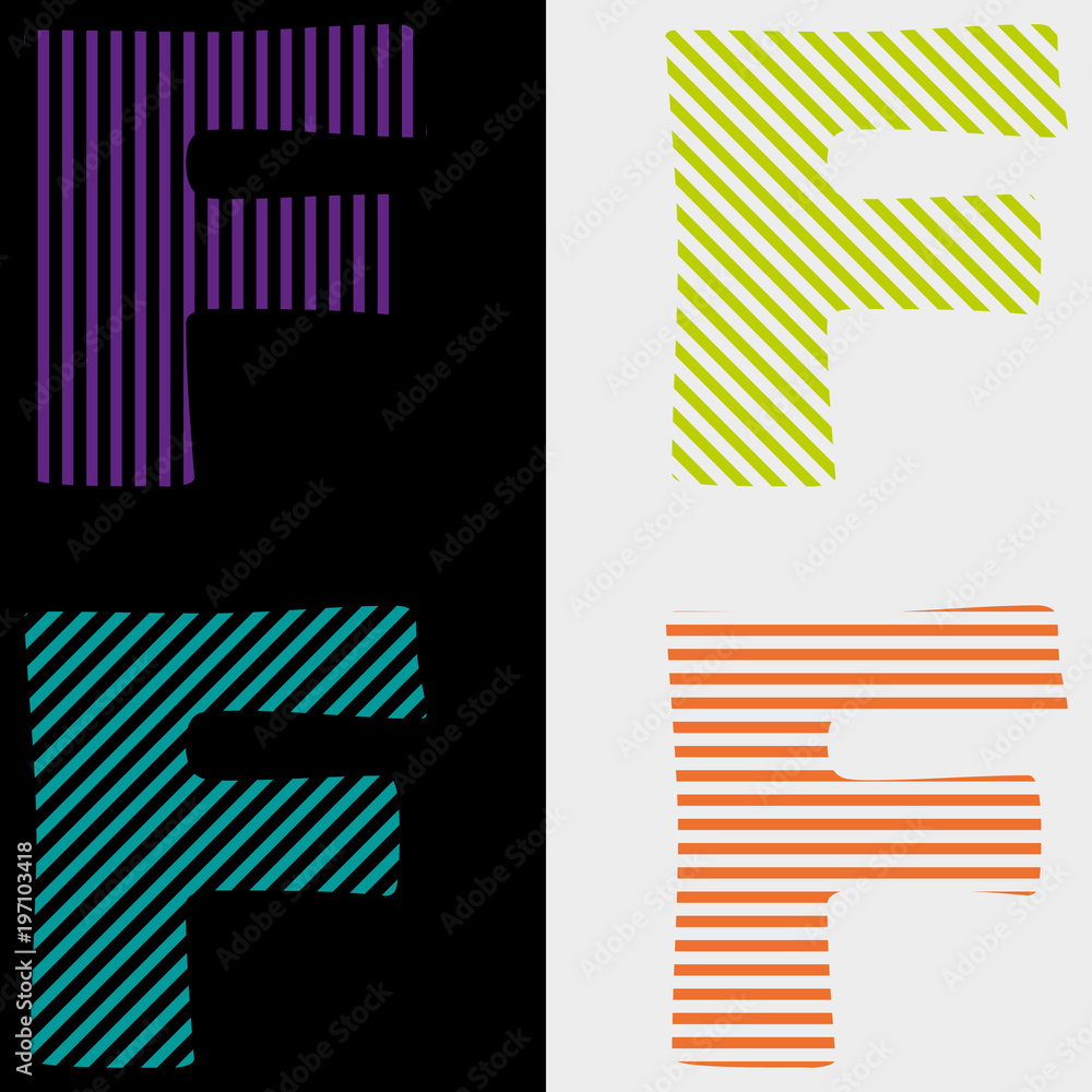 Line art logo set. Letter "F" design. Alphabet, abstract set of letters ...