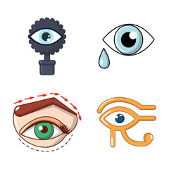 Sticker - Eyes icon set, cartoon style