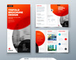 © great_bergens - Tri fold brochure design. Red business template for tri fold flyer. Layout with modern circle photo and abstract background. Creative 3 folded flyer or brochure concept.