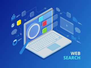 Wall Mural - isometric search engine result page flat vector.