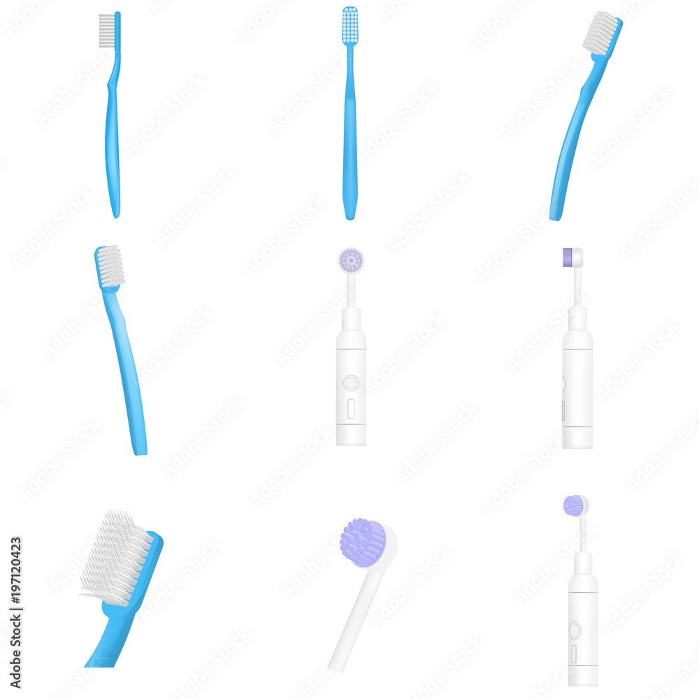 Toothbrush dental mockup set, realistic style Stock Vector | Adobe Stock
