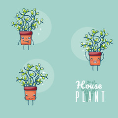 Sticker - Set of cute houseplants cartoon