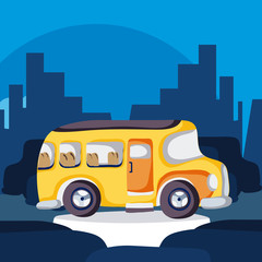 Wall Mural - School bus in the city