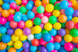 Top view of many colorful balls in ball pool at indoors playground