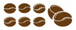 Set of coffee beans icons. Vector illustration.