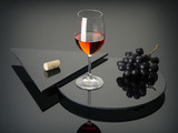 Fototapeta  - still life with red wine on dark glass