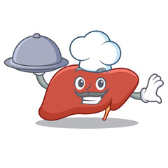 Poster - Chef with food liver mascot cartoon style