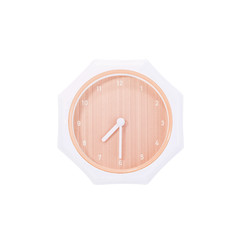 Wall Mural - Closeup brown wall clock for decorate show a half past seven o'clock isolated on white background