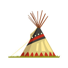 Teepee, Tent Or Wigwam Native American Dwelling Vector Illustrationon A White Background