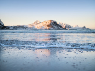 Wall Mural - seascape during sunrise. beautiful natural landscape on the seashore