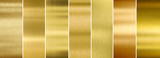 Fototapeta  - Seven various brushed gold metal textures set
