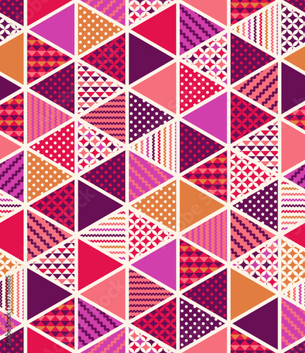 Geometric Tiles Pattern In Triangle Shapes Quilt Art Abstract Triangle Pattern Commercial Use Scrapbook Papers Multicolor In Vector Format Buy This Stock Vector And Explore Similar Vectors At Adobe Stock