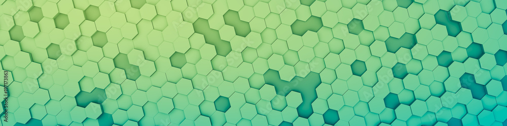 green hexagon background - obrazy, fototapety, plakaty 