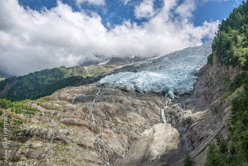 Fotografie, Obraz View on the lower end of The Bossons glacier, in Chamonix Mont Blanc Massif, The