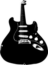 Vector Image Of Electric Guitar - Telecaster. Black And White.