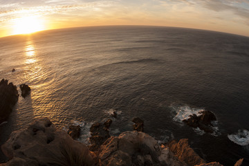  Beautiful coastline at sunset, South Australia, Kangaroo Island. Fisheye image.