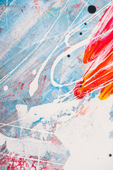 Canvas Print - splatters of oil paint on abstract colorful background