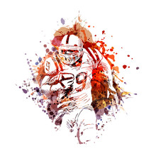Vector Color Illustration Of American Football Player