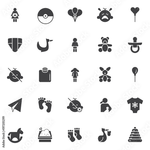 Juliste Baby vector icons set, modern solid symbol collection, filled style pictogram pack
