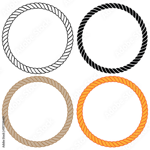 Braided twisted rope circles vector illustration Tableau sur Toile