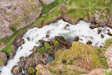 Top view of a torrent in the mountain, The Alps, Aosta Valley, Italy