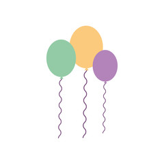 Sticker - flying decorative balloons celebration party vector illustration