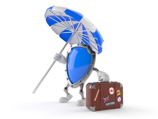 Sticker - shield character with luggage