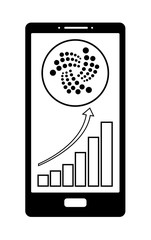 iota coin with growth chart on the phone screen