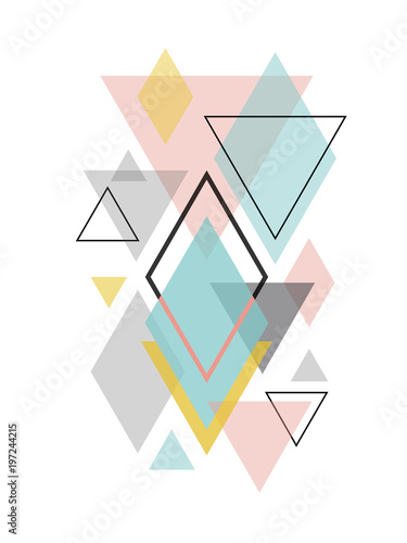 Naklejka - mata magnetyczna na lodówkę Minimalist Scandinavian Abstract Geometric Art