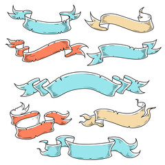 template of vintage ribbons for your lettering.hand drawn collection. illustration for tattoo.decora