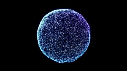 Wall Mural - abstract motion colorful sphere of glowing particles on black background. animation flickering point