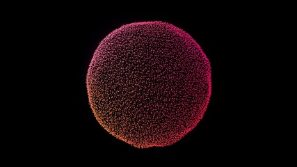 Wall Mural - abstract motion colorful sphere of glowing particles on black background. animation flickering point