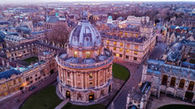 Aerial Evening View Of Central Oxford, UK