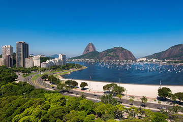 Fototapete - View of Botafogo Beach With the Sugarloaf Mountain in the Horizon, in Rio de Janeiro, Brazil