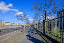 Street View Sidewalk Near The Memorial To The Murdered Jews Of Europe In Berlin, Germany