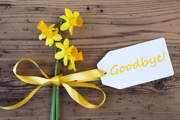 Wall Mural - Yellow Spring Narcissus, Label, Text Goodbye