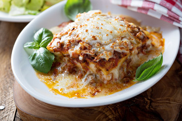 Traditional lasagna with bolognese sauce