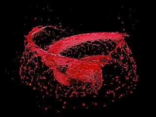 Wall Mural - spiral red water splash isolated on a black background