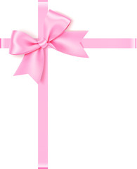 Wall Mural - decorative vector pink bow with ribbon for gift decor isolated on white background.