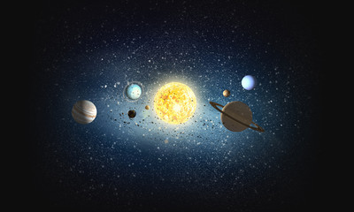 Wall Mural - System of planets . Mixed media