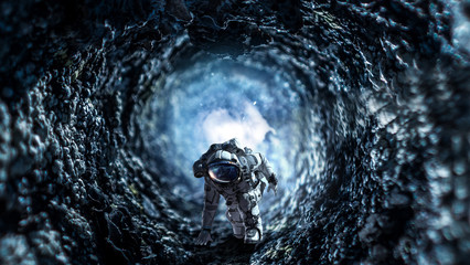 Wall Mural - astronaut starting to run. mixed media