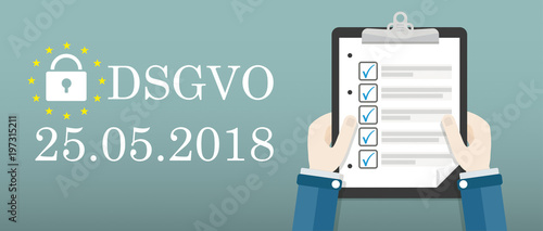 Cuadros en Lienzo Hände mit einer Checkliste daneben Text DSGVO am 25 Mai 2018