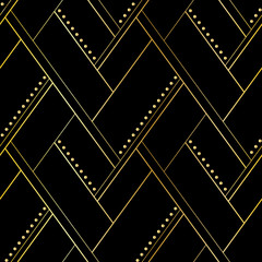 Wall Mural - Luxury black and gold geometric seamless pattern