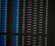 © Freestocker - Numbers that reflect the quote in the forex market in blue, red and white colors. Investment in stock market. Trading concept