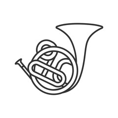 Poster - French horn linear icon